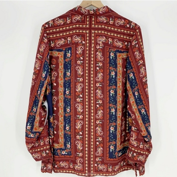 Dressbarn Red Paisley Print Geometric Convertible Blouse Plus Size 2XL NWT - Picture 2 of 7